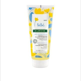 Gel Lavant Doux Bébé Klorane au Calendula apaisant, disponible en tube de 200 ml. 